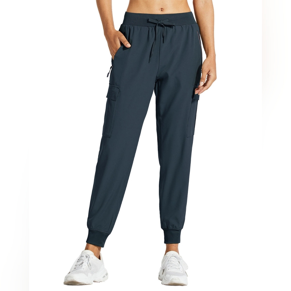 Libin Women’s Navy Blue Lightweight Cargo Joggers – Extra-Large – New